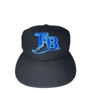Tampa Bay Rays New Era 59FIFTY Fitted Hat Size 7 1/4 Black 10‎ Seasons Patch